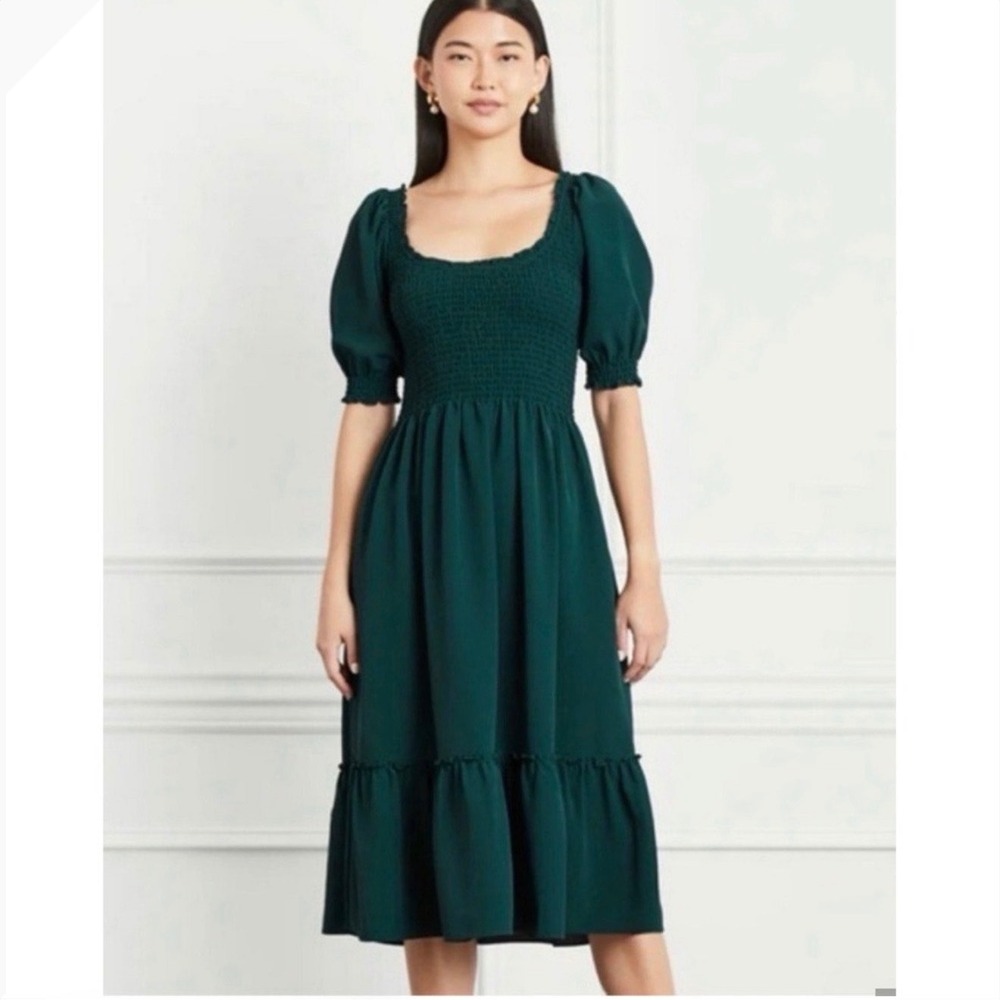Hill House Home The Louisa Nap Dress XS Midi Emerald green classic feminine